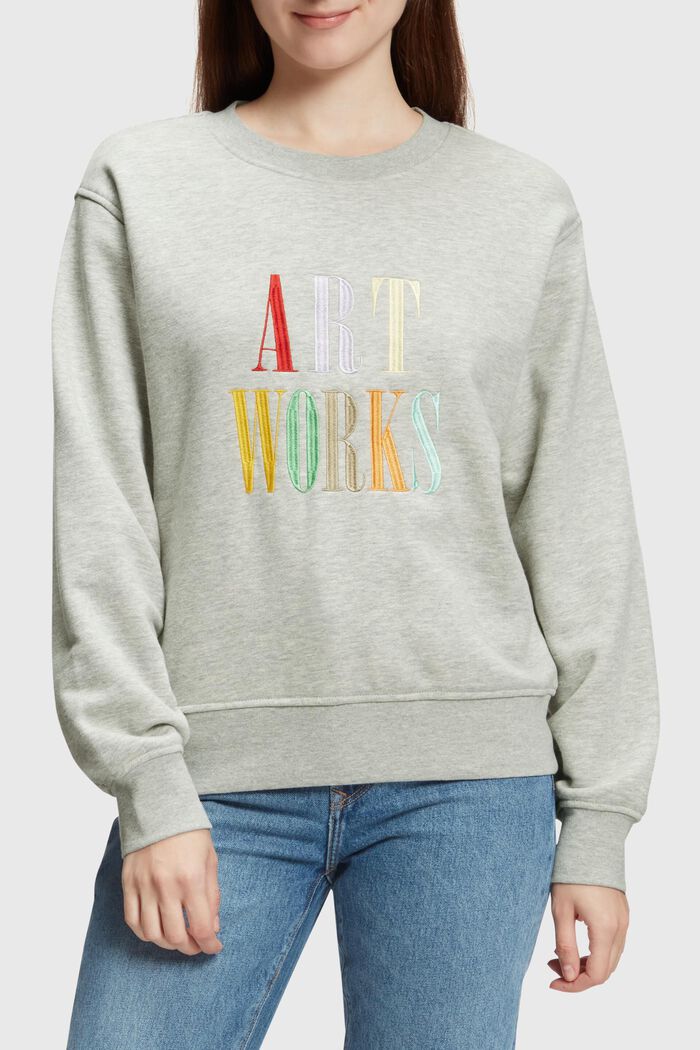 Sweatshirt with lettering embroidery, LIGHT GREY, detail image number 0