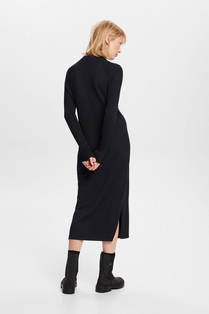 Knit Mock Neck Midi Dress, BLACK, detail image number 2