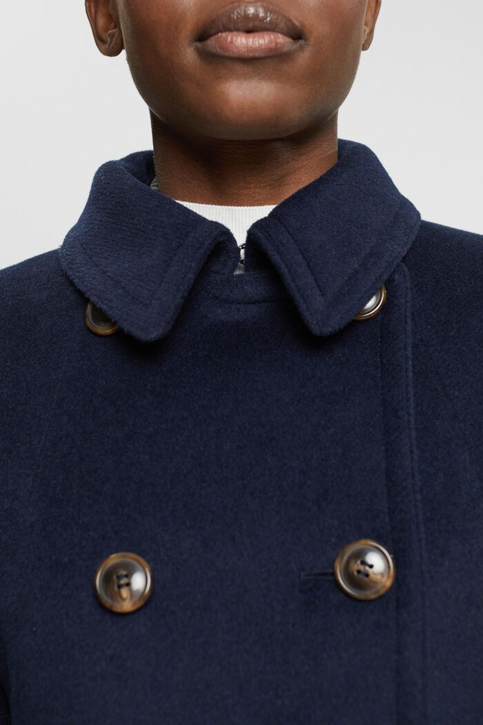 Double breasted wool blend coat, NAVY, detail image number 0