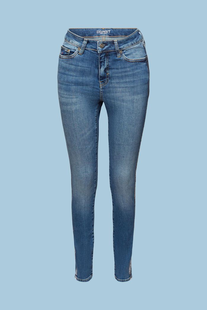 Metallic High-Rise Skinny Jeans, BLUE MEDIUM WASH, detail image number 7