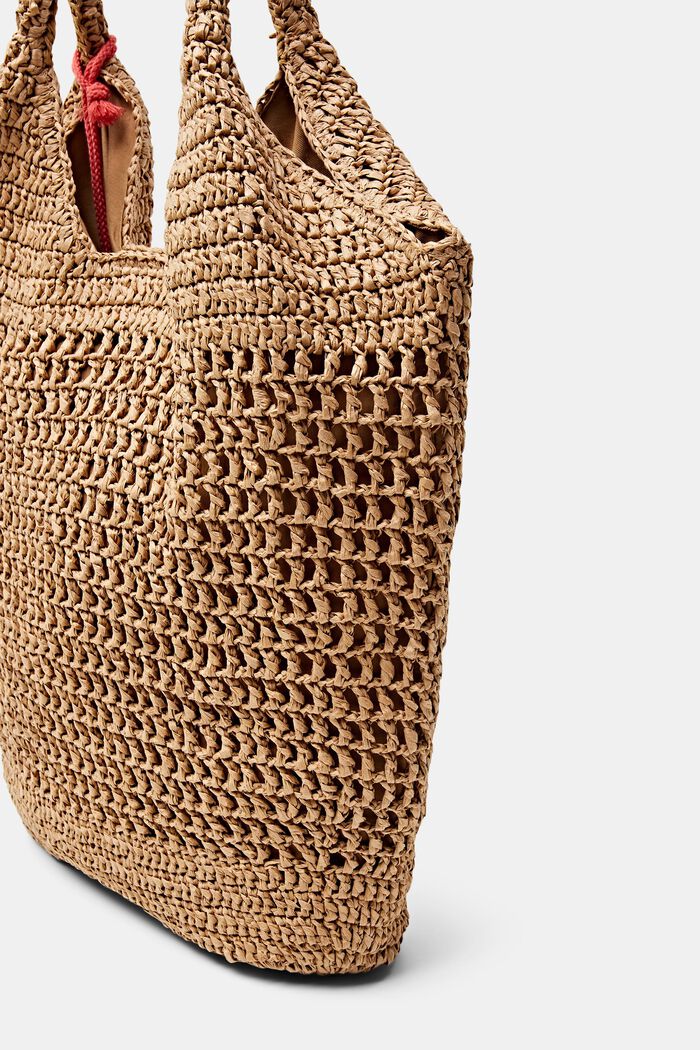 Woven Straw Tote, CAMEL, detail image number 1