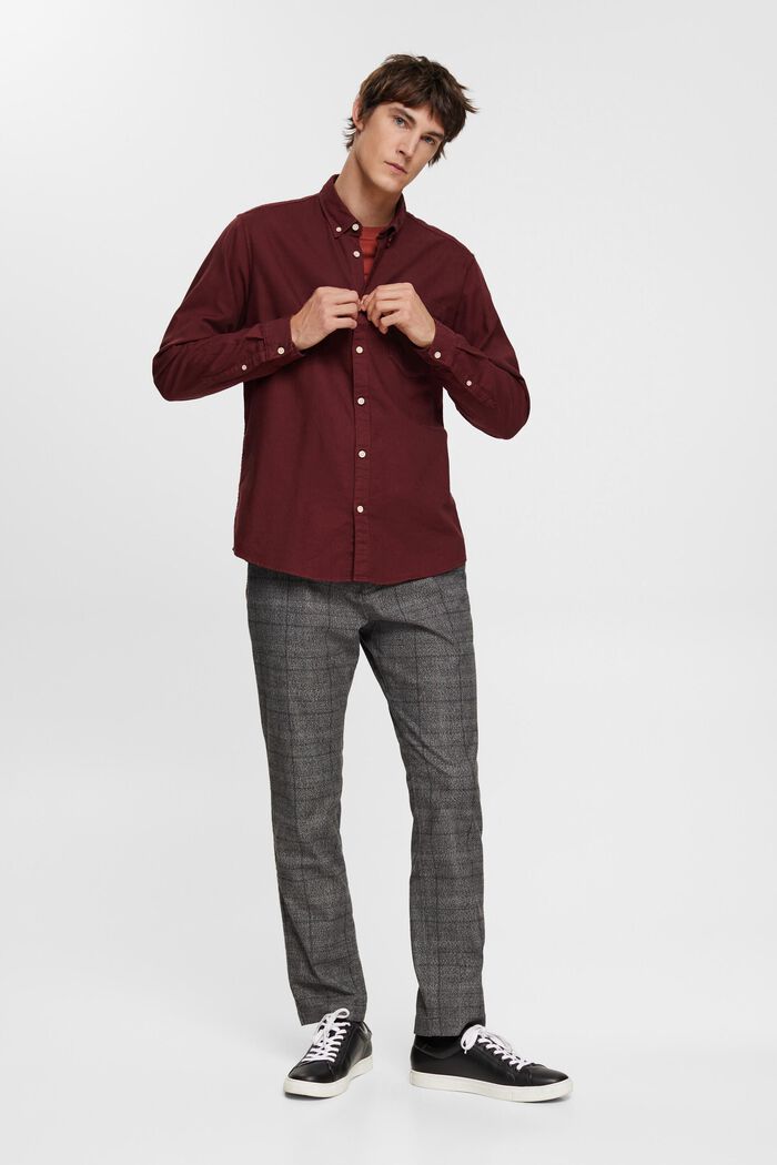 Button down cotton shirt, BORDEAUX RED, detail image number 4