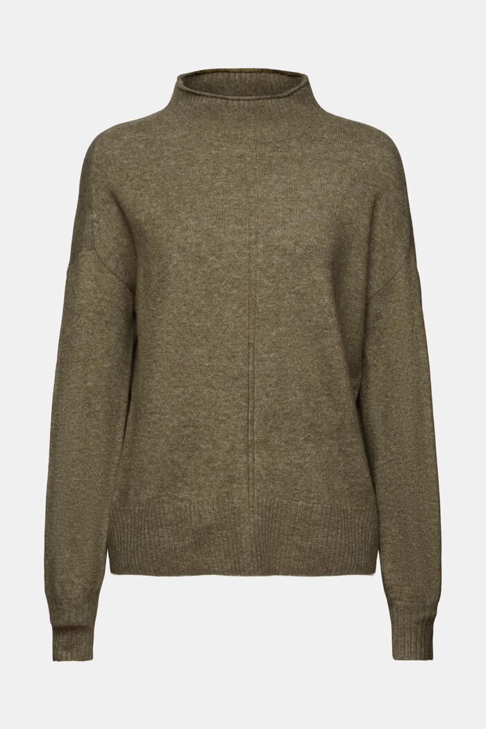 Mockneck Sweater, KHAKI GREEN, detail image number 6