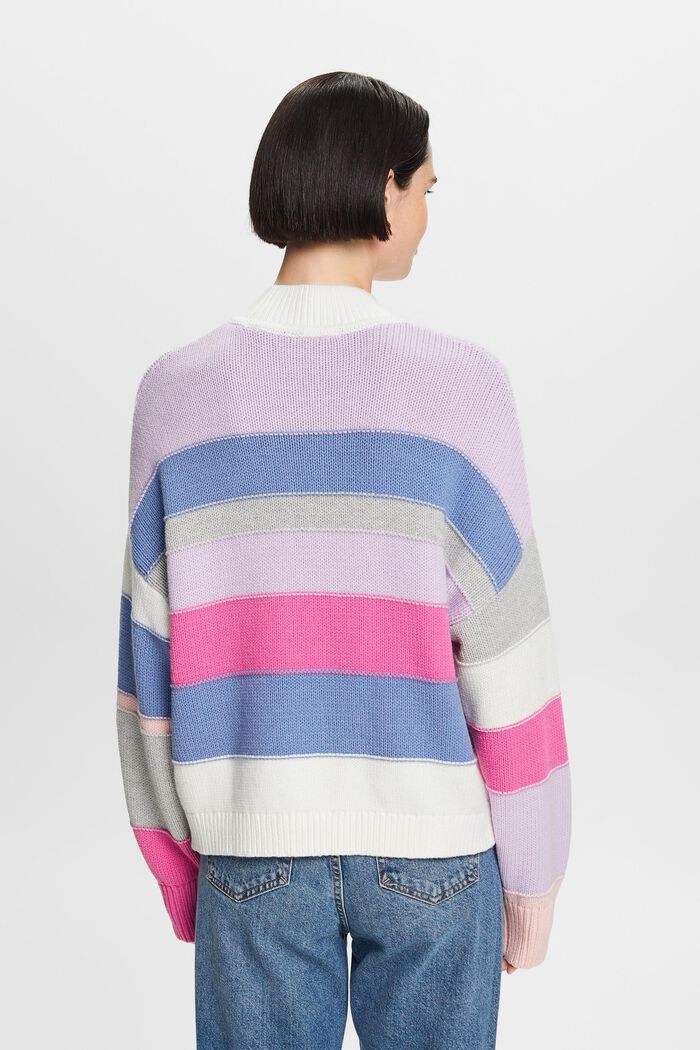 Striped Mock Neck Sweater, PINK FUCHSIA, detail image number 3