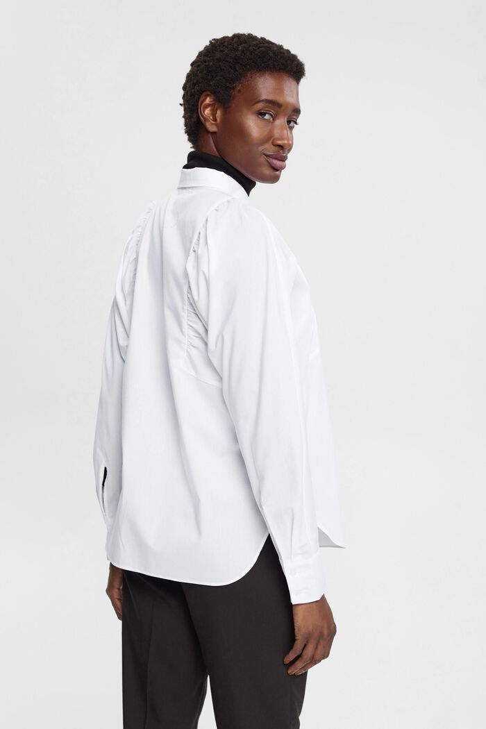 Poplin shirt blouse, WHITE, detail image number 3