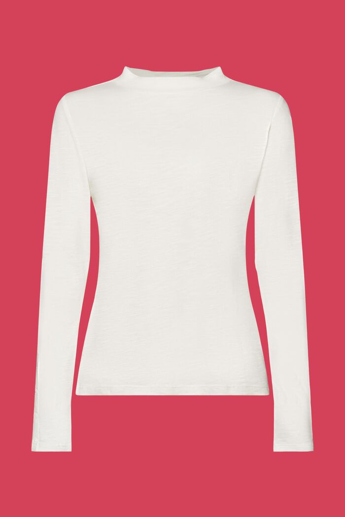 Jersey long sleeve top with button details, OFF WHITE, detail image number 6