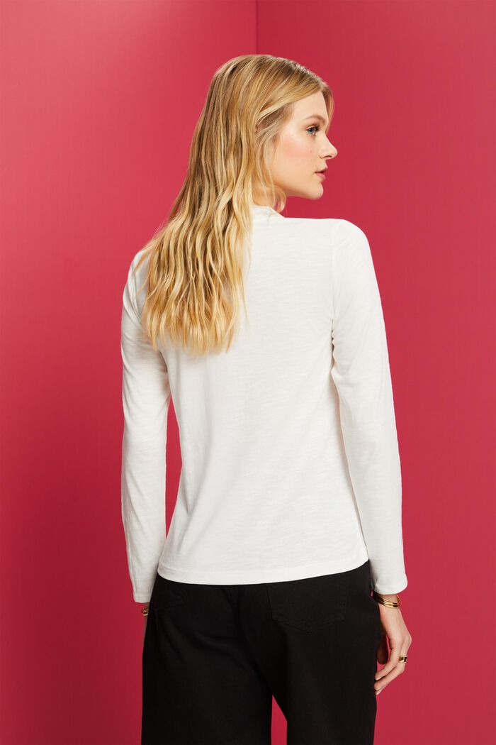 Jersey long sleeve top with button details, OFF WHITE, detail image number 3