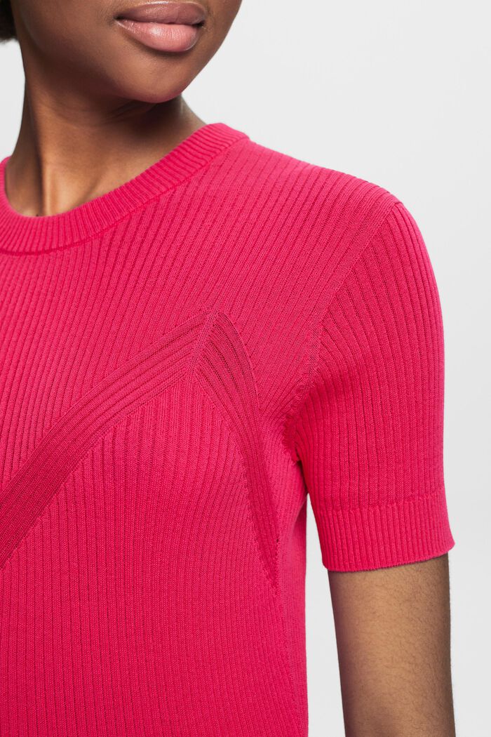 Seamless Short-Sleeve Sweater, PINK FUCHSIA, detail image number 3