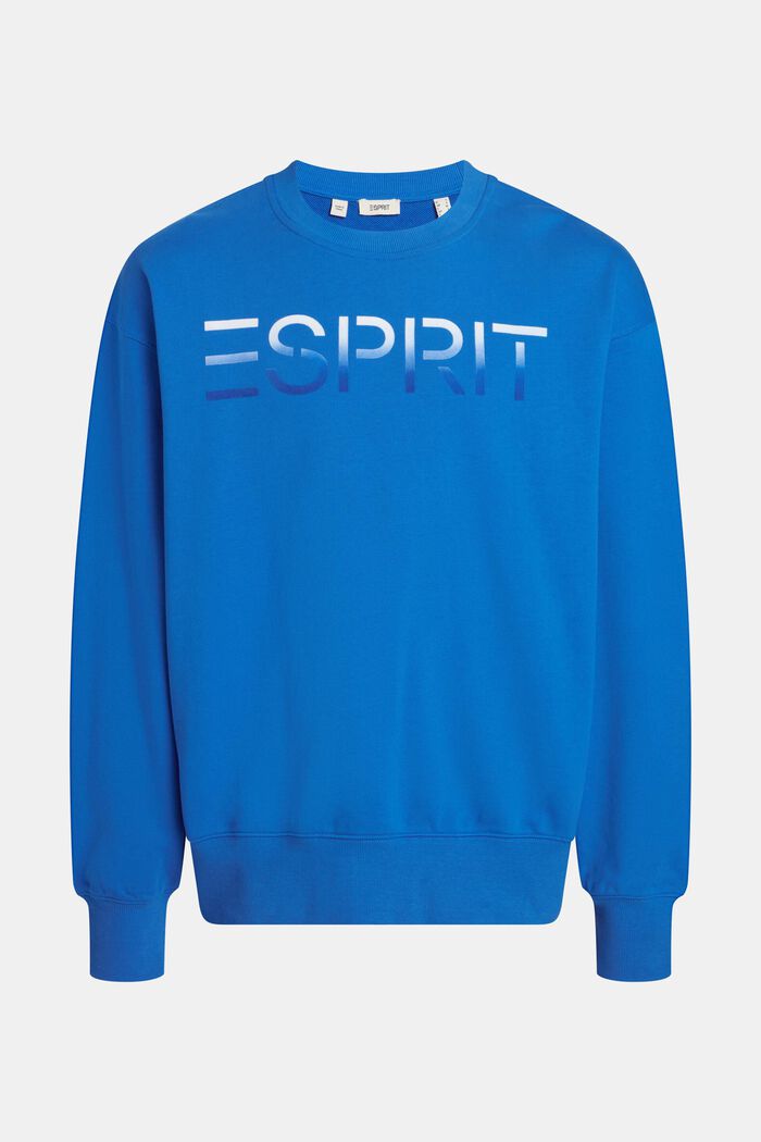 Flocked logo applique sweatshirt, BRIGHT BLUE, detail image number 3