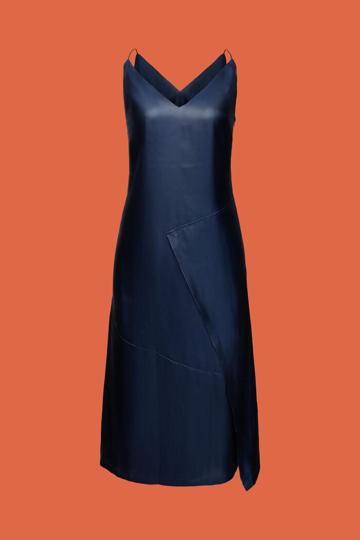 Twisted back metallic slip dress, NAVY, detail image number 6