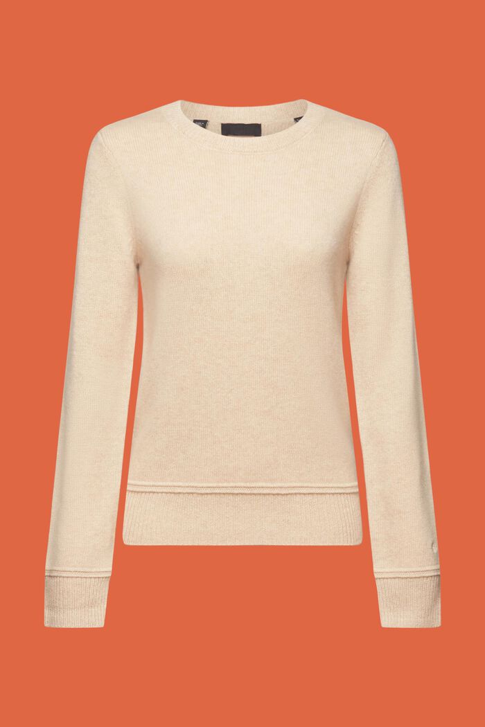 Cashmere Crewneck Sweater, SAND, detail image number 6
