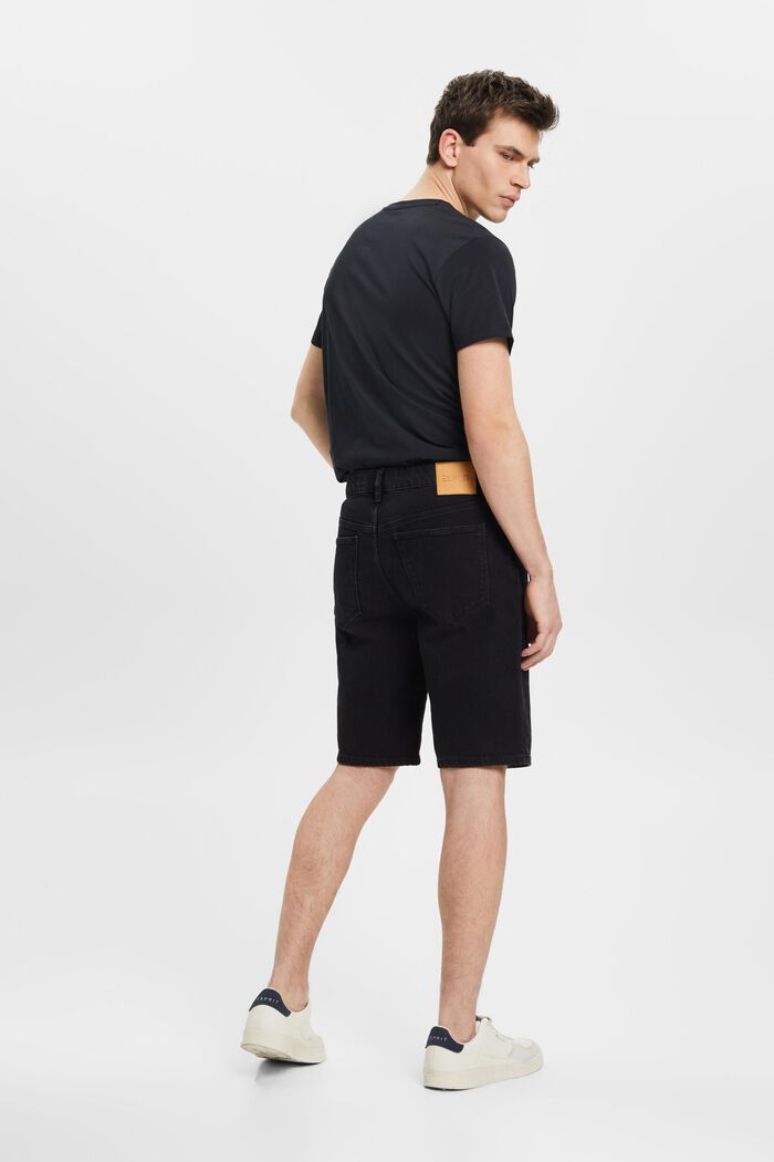 Slim fit denim shorts, BLACK DARK WASHED, detail image number 3