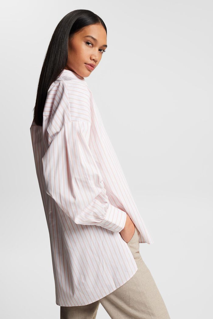 Striped oversized high low blouse, WHITE, detail image number 4