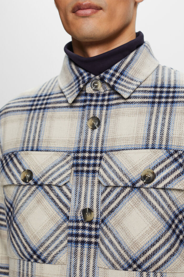Checkered Wool Blend Overshirt, OFF WHITE, detail image number 2