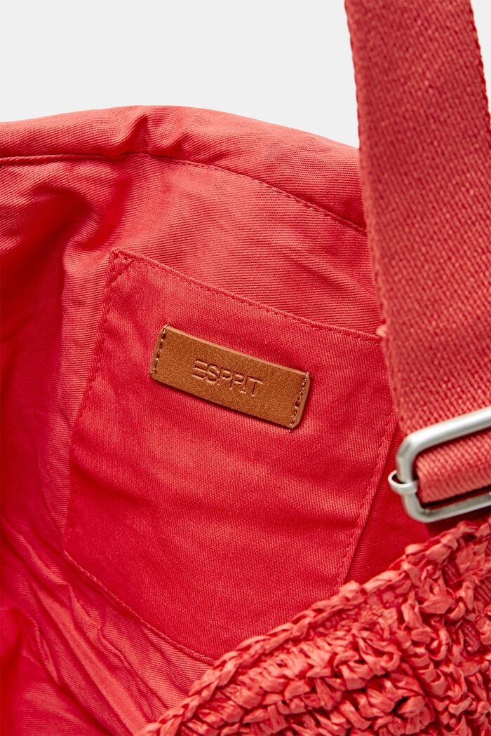 Woven Straw Crossbody Bag, ORANGE RED, detail image number 4
