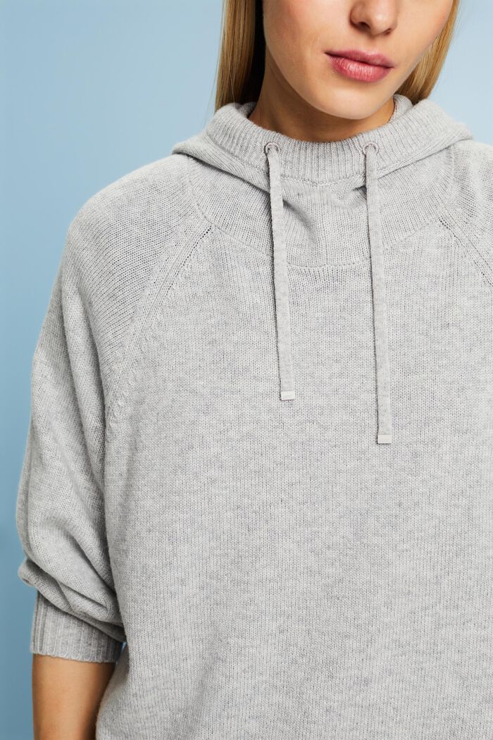 Wool Blend Hooded Sweater, LIGHT GREY, detail image number 2