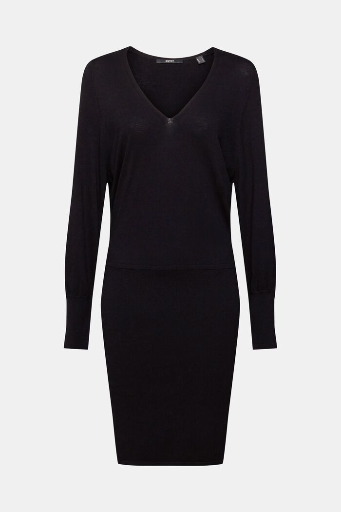 Knit dress with slit sleeves, LENZING™ ECOVERO™, BLACK, detail image number 5
