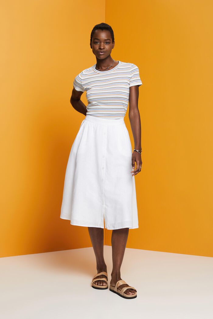 Midi skirt, linen-cotton blend, WHITE, detail image number 4