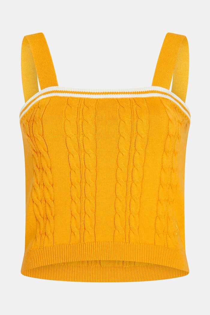 Dolphin logo cable sweater camisole, YELLOW, detail image number 4