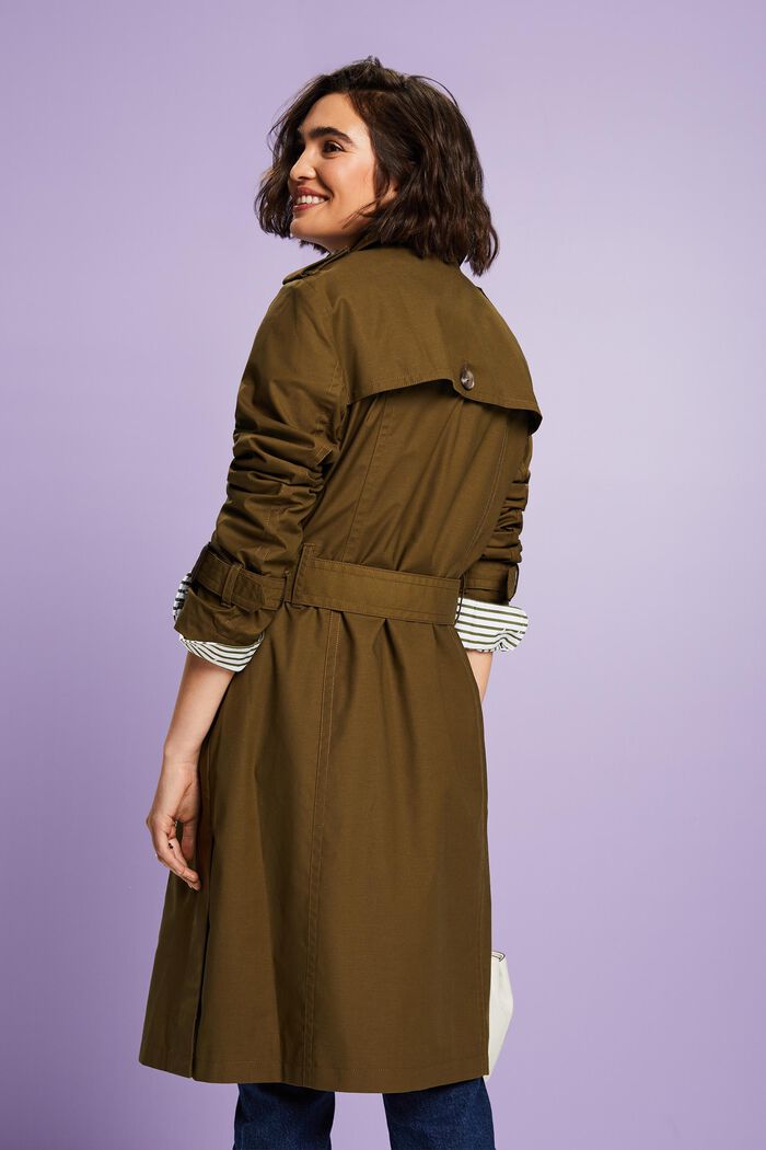 Belted Double-Breasted Trench Coat, KHAKI GREEN, detail image number 2