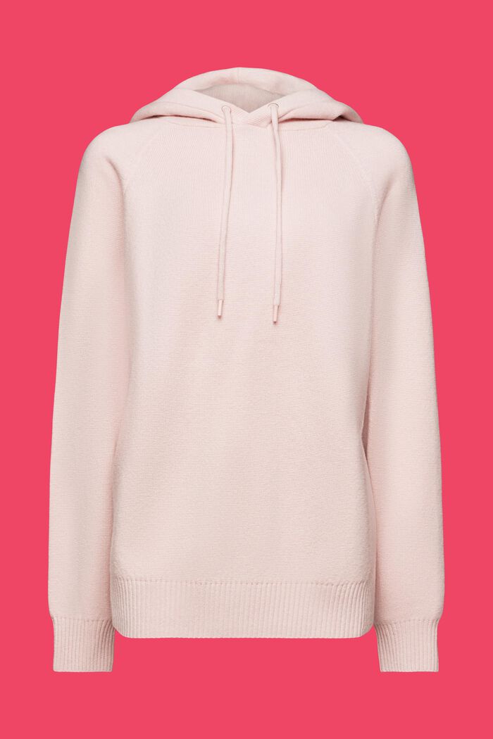 Unisex Wool-Cashmere Hooded Knit Sweater, LIGHT PINK, detail image number 7