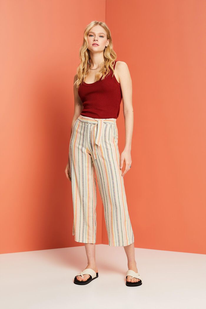 Striped culotte with fixed belt, SAND 3, detail image number 5