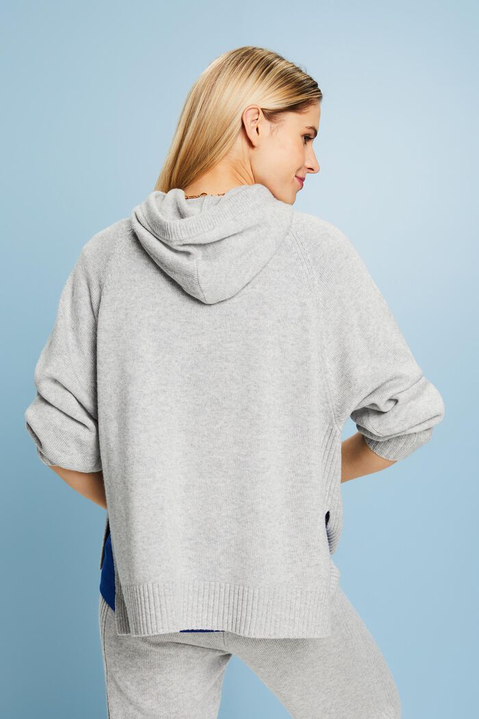 Wool Blend Hooded Sweater, LIGHT GREY, detail image number 3