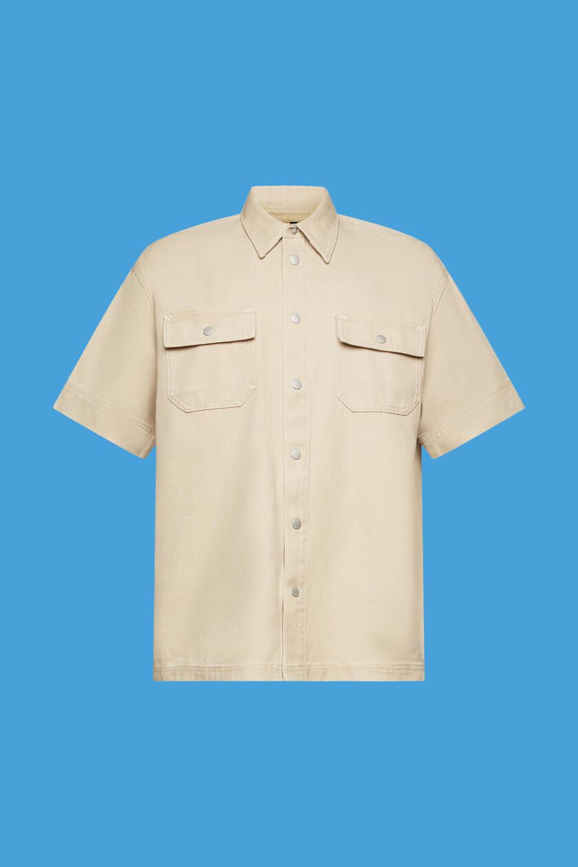 Boxy denim short-sleeved shirt