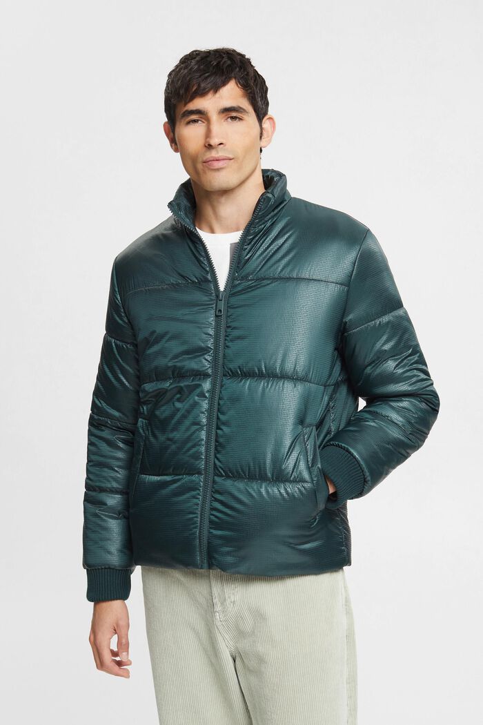 Textured puffer jacket, DARK TEAL GREEN, detail image number 0