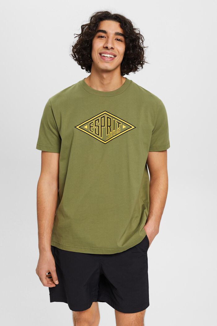 Logo Cotton T-Shirt, OLIVE, detail image number 0