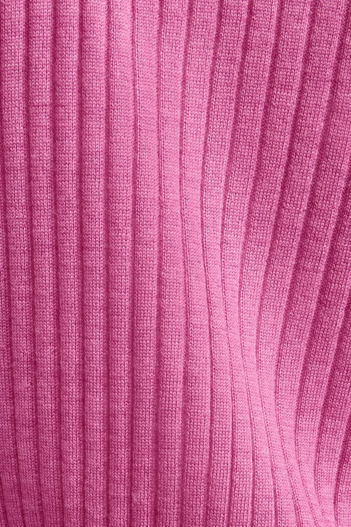 Ribbed Super Fine Merino Wool Cardigan, PINK FUCHSIA 5, detail image number 4