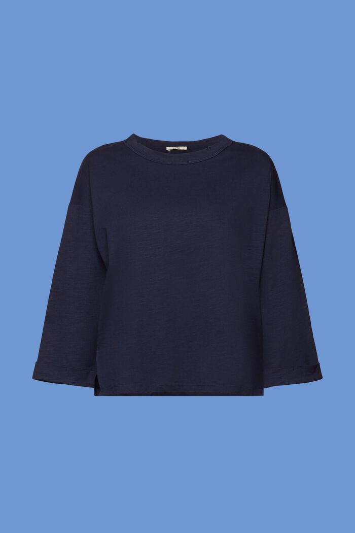 Boxy long sleeve, 100% cotton, NAVY, detail image number 6