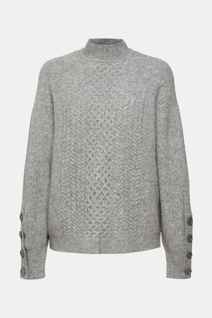 Cable knit jumper with wool, MEDIUM GREY, detail image number 2
