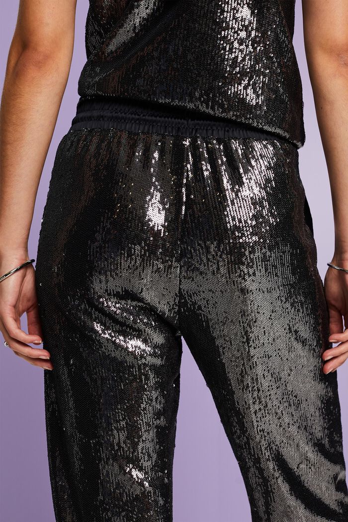 Sequined Satin Pants, SILVER, detail image number 3