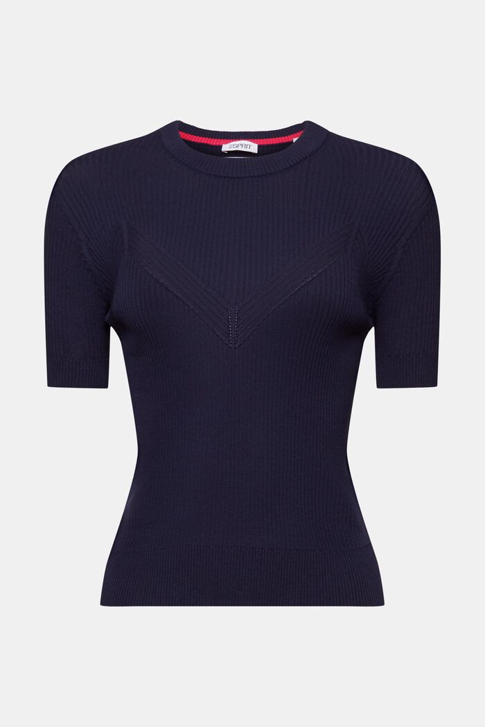 Seamless Short-Sleeve Sweater, NAVY, detail image number 5