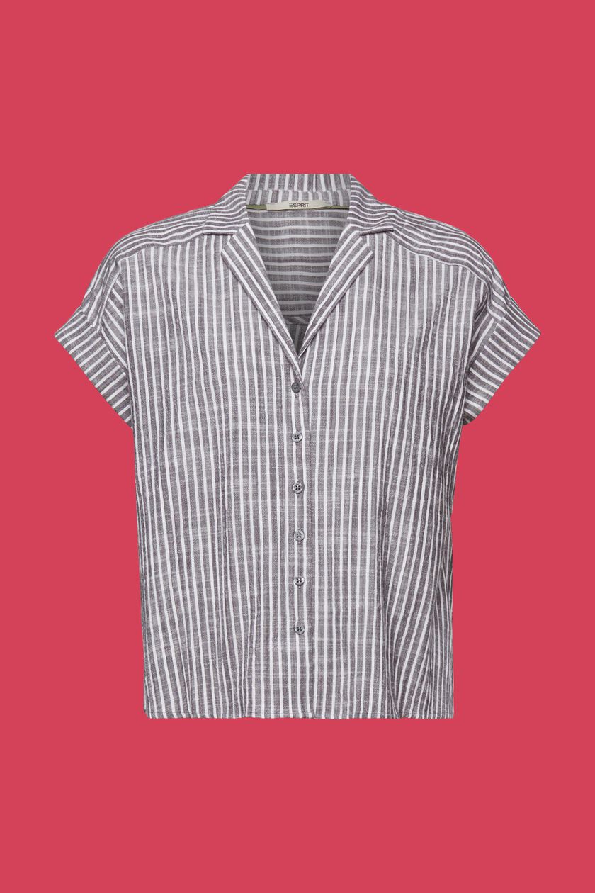 Striped short-sleeve blouse, 100% cotton