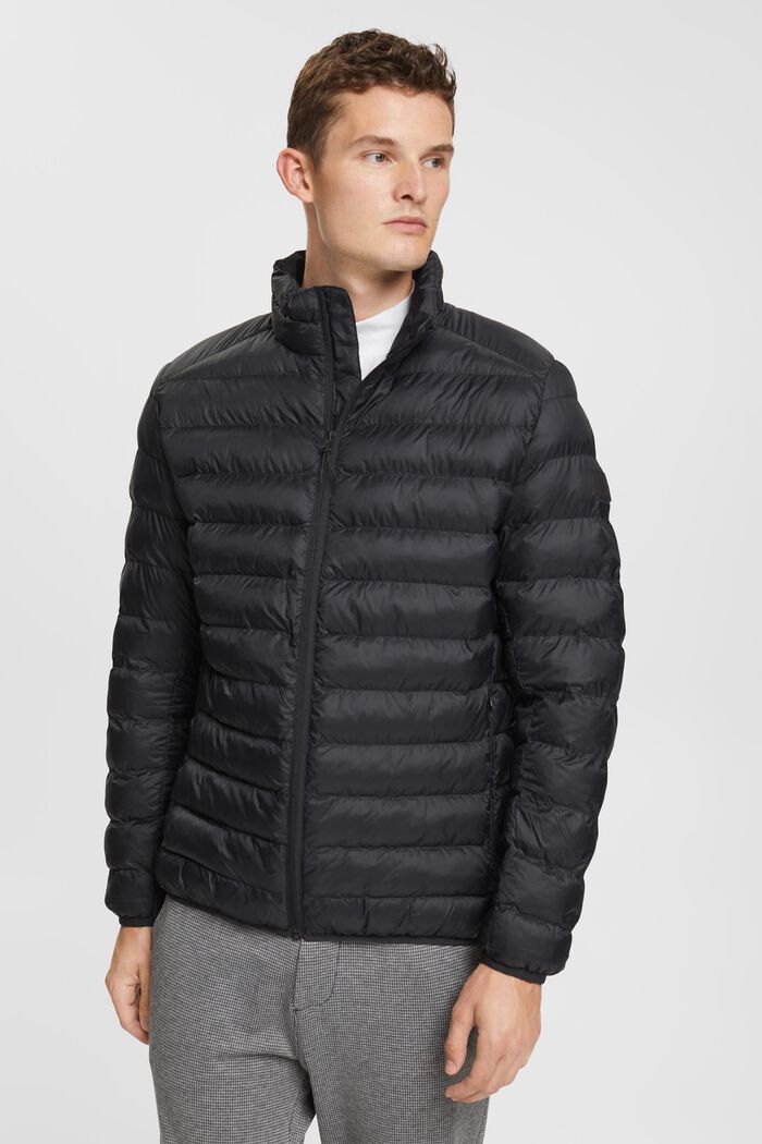 Quilted jacket with high neck, BLACK, detail image number 1
