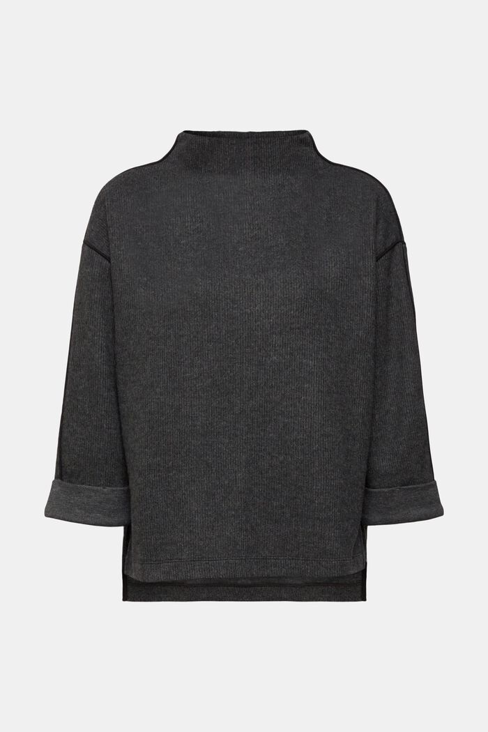 Rib knit boat neck sweater, ANTHRACITE, detail image number 2