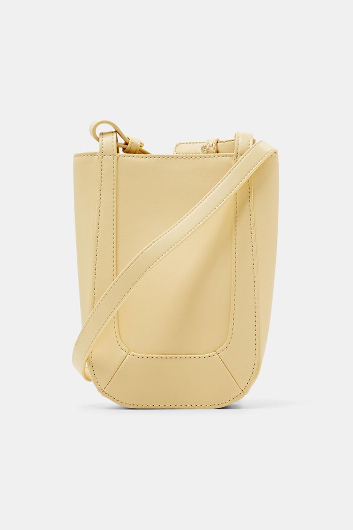 Faux Leather Crossbody Phone Bag, PASTEL YELLOW, detail image number 0