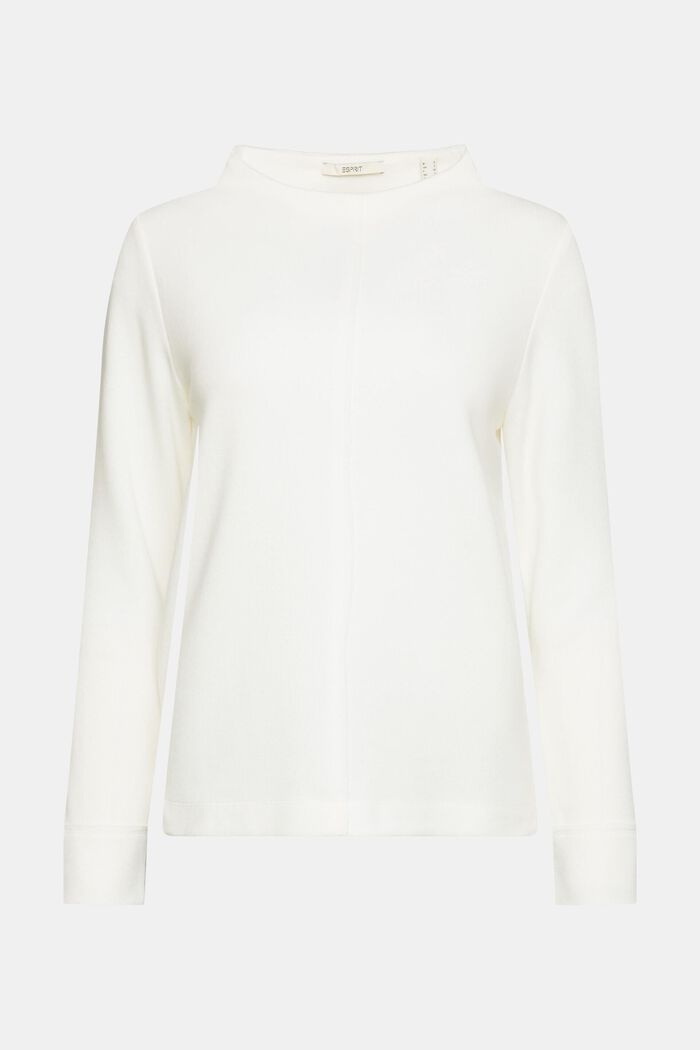 Stand-up collar sweatshirt, cotton blend, OFF WHITE, detail image number 2