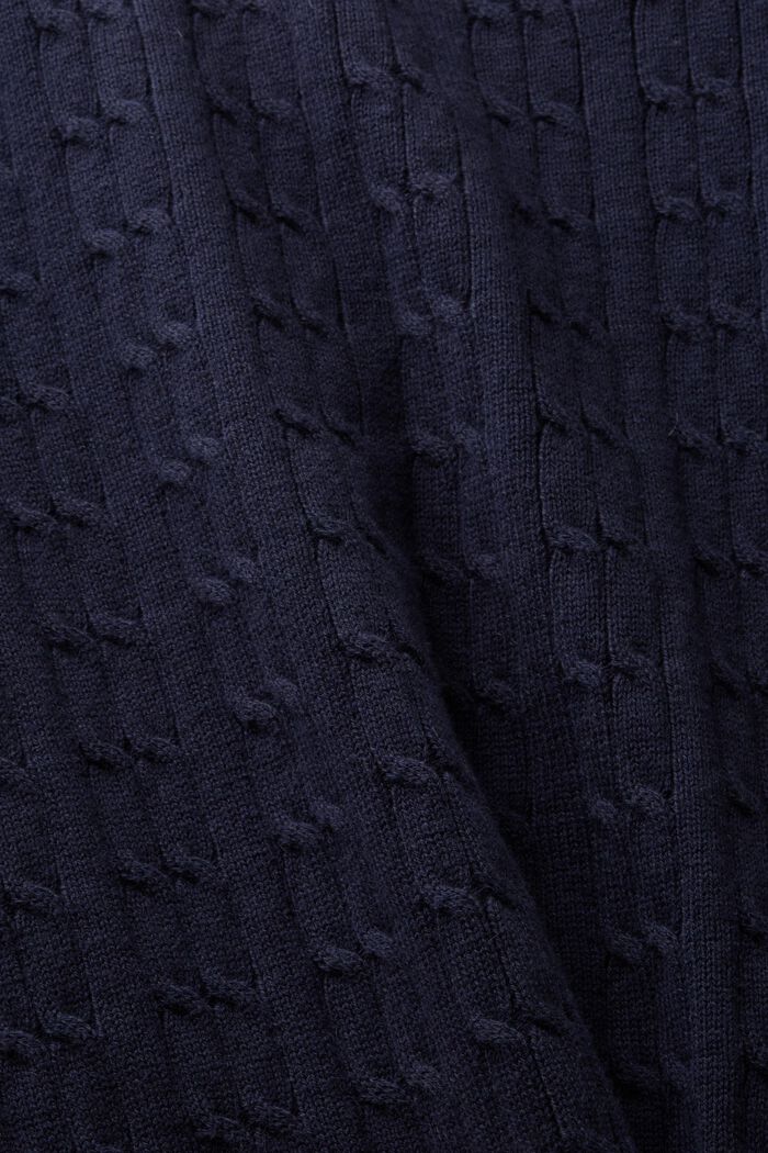 Cable-Knit Polo Shirt, NAVY, detail image number 4
