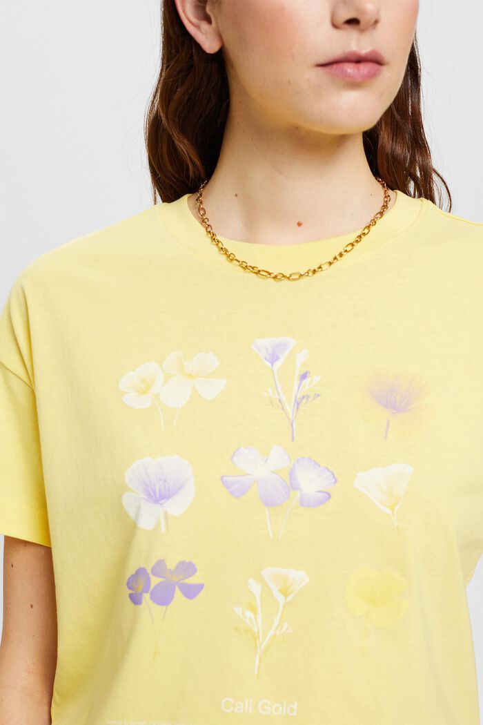 T-shirt with floral chest print, LIGHT YELLOW, detail image number 2