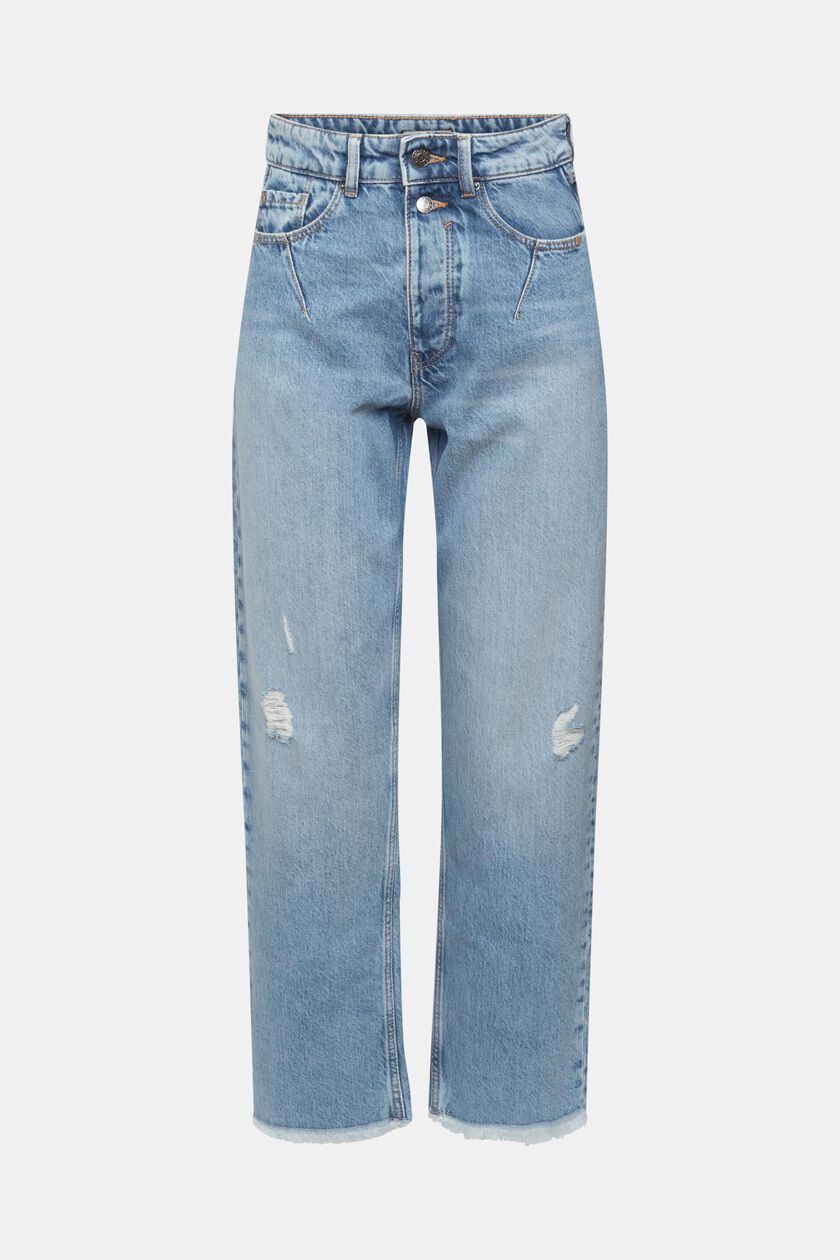 High-rise distressed dad fit jeans