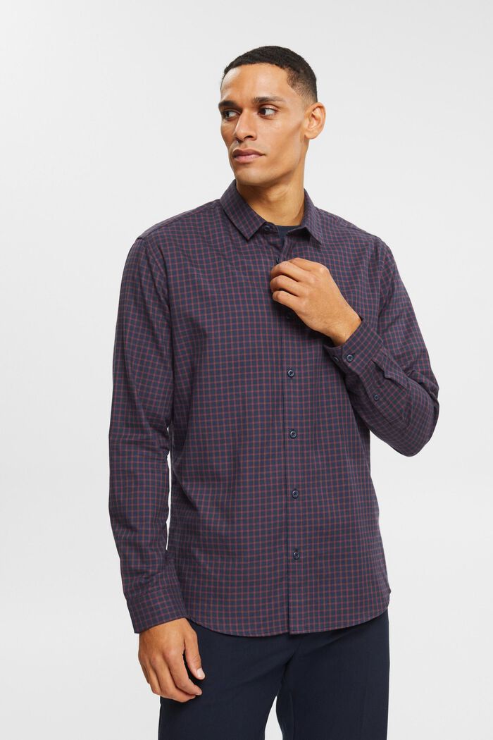Checked slim fit shirt, NAVY, detail image number 0