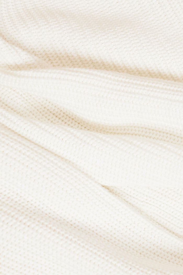Slitted mock neck jumper, 100% cotton, OFF WHITE, detail image number 5