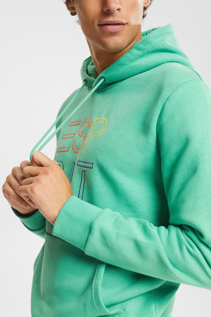 Made of recycled material: hoodie with logo embroidery, GREEN, detail image number 2