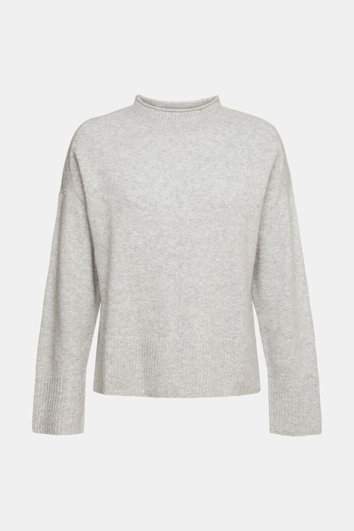 Wool blend: fluffy jumper with stand-up collar, LIGHT GREY, detail image number 7