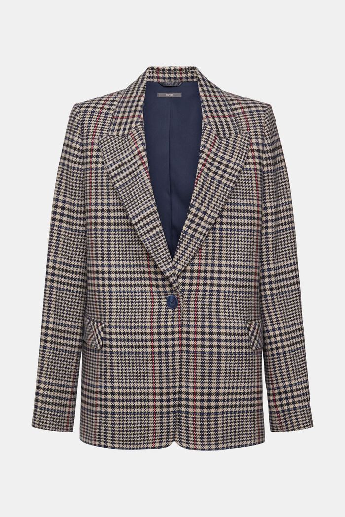 Checked wool blend blazer, CREAM BEIGE, detail image number 2