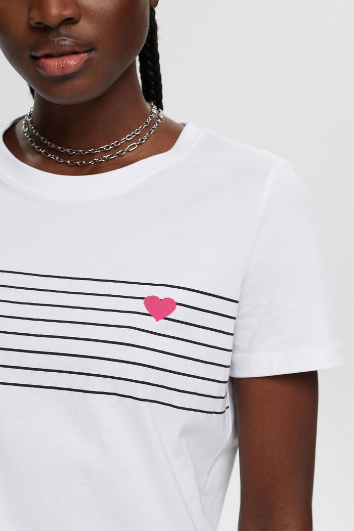 T-shirt with heart print, WHITE, detail image number 2