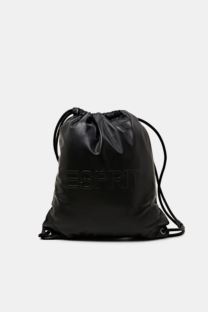 Leather Logo Drawstring Backpack